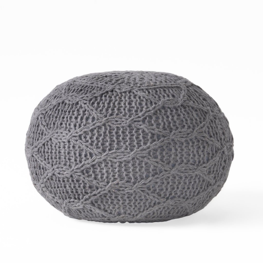 KNITTED WOOL 20 X 20 ROUND POUF