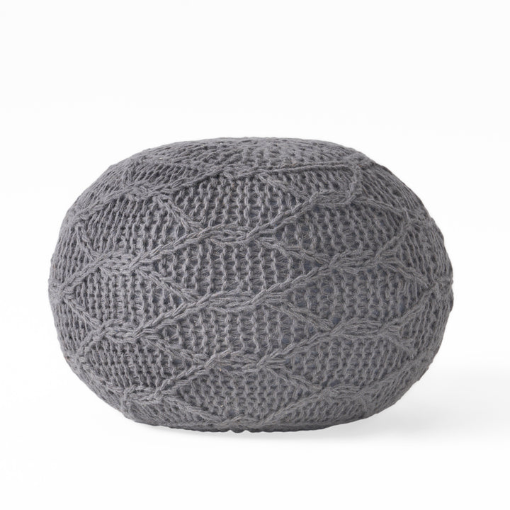 KNITTED WOOL 20 X 20 ROUND POUF