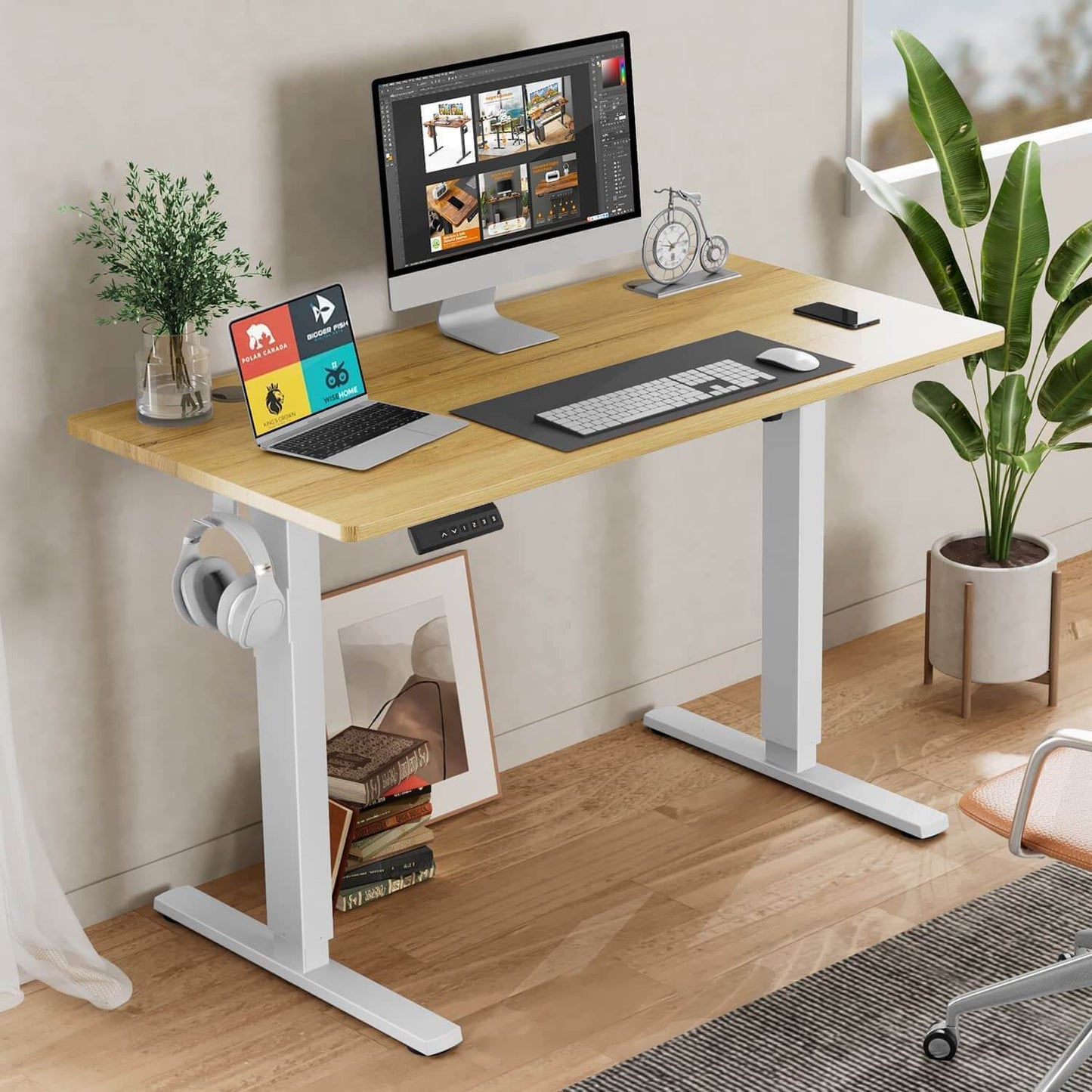 Electric Height Adjustable Standing Desk,Yellow,40'' x 24"