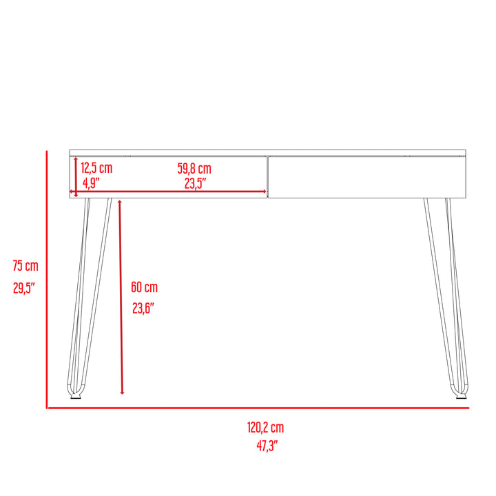 2-Drawer Writing Desk with Hairpin Legs Smokey Oak