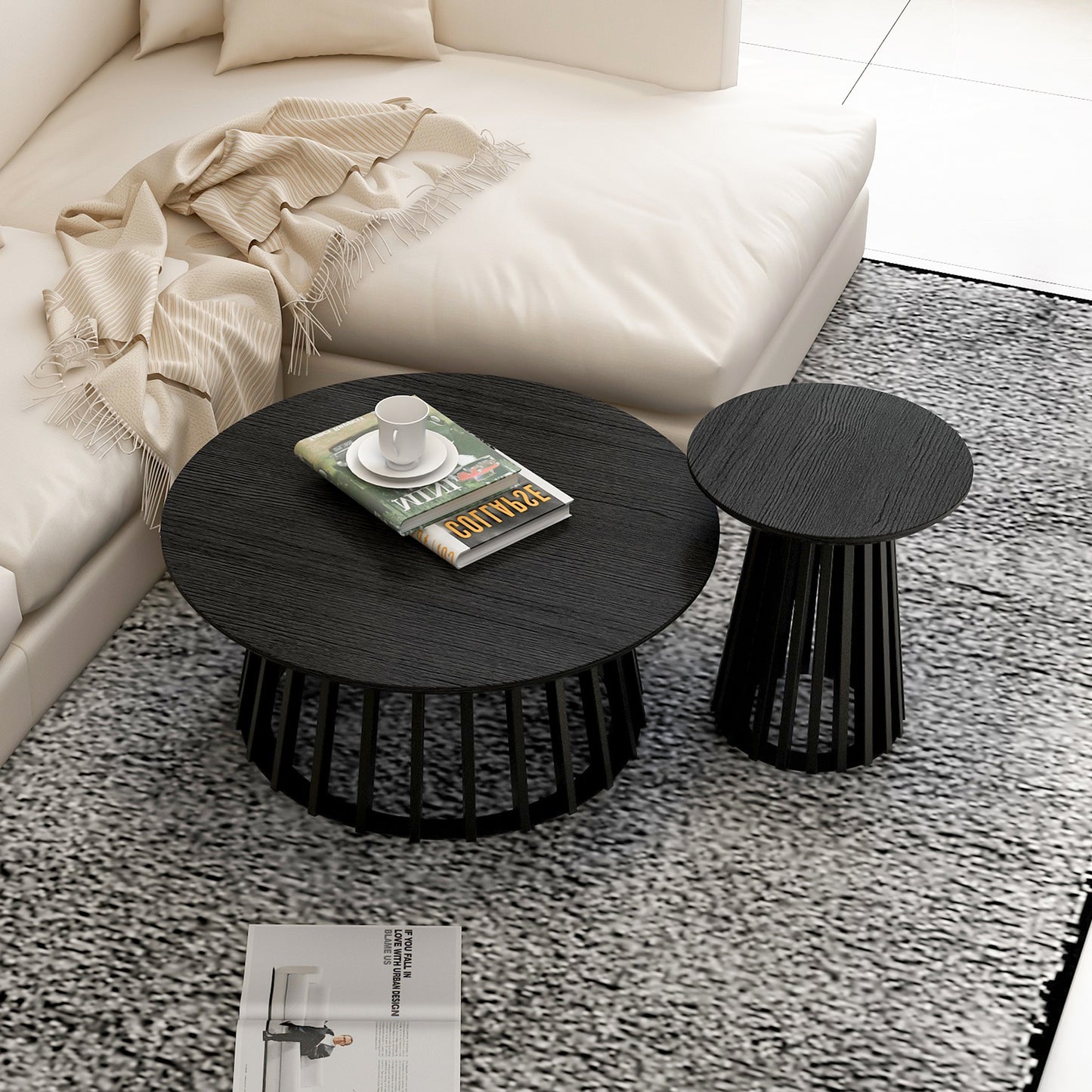 Round Coffee Table Set of 2, Balcony