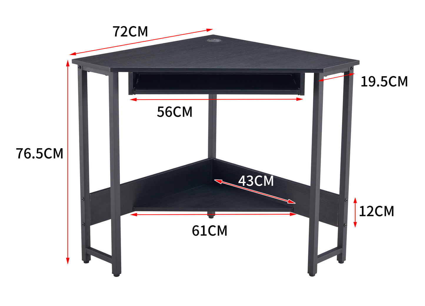 Computer Desk,Corner Desk With Smooth Keyboard Tray& Storage Shelves BLACK,28.34''L 24''W 30.11''H