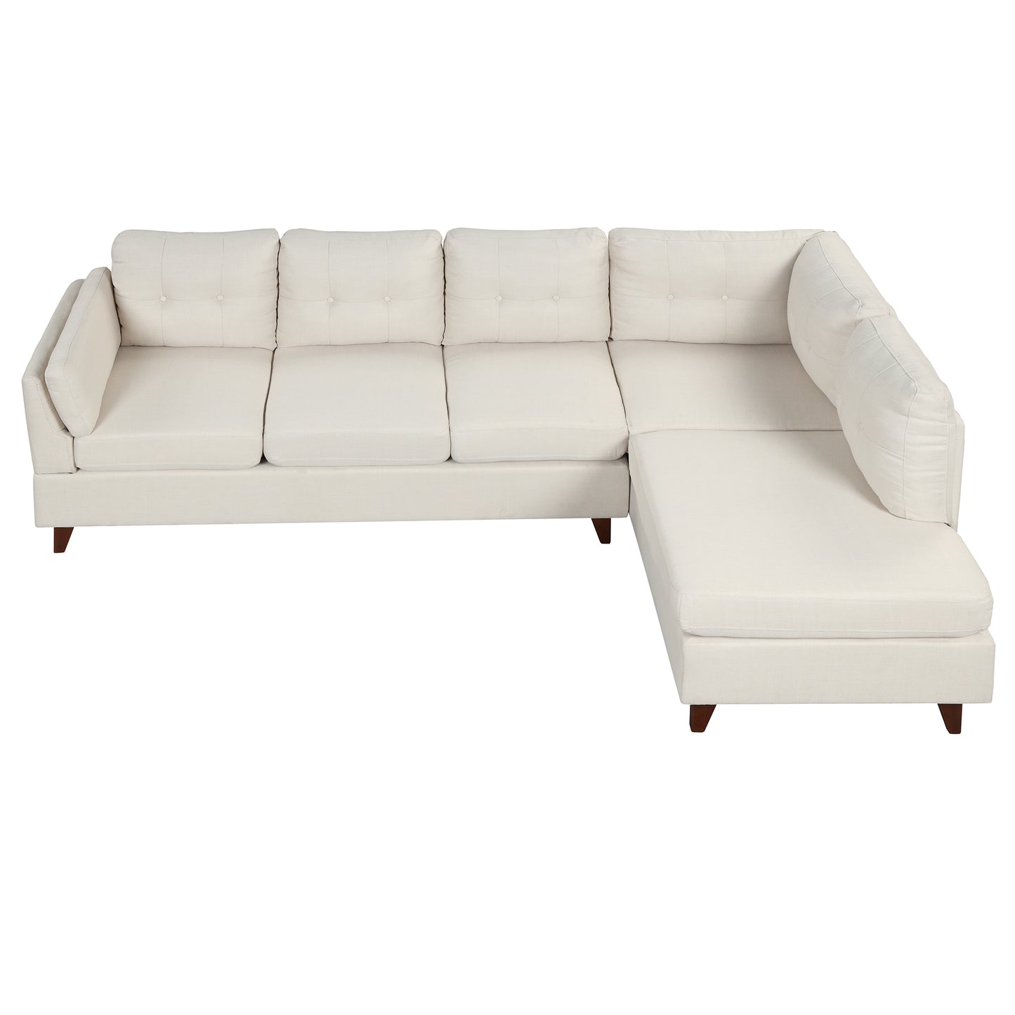 97.2" Modern Linen Fabric Sofa, L-Shape Couch with Chaise Lounge,Sectional Sofa with one Lumbar Pad,Beige