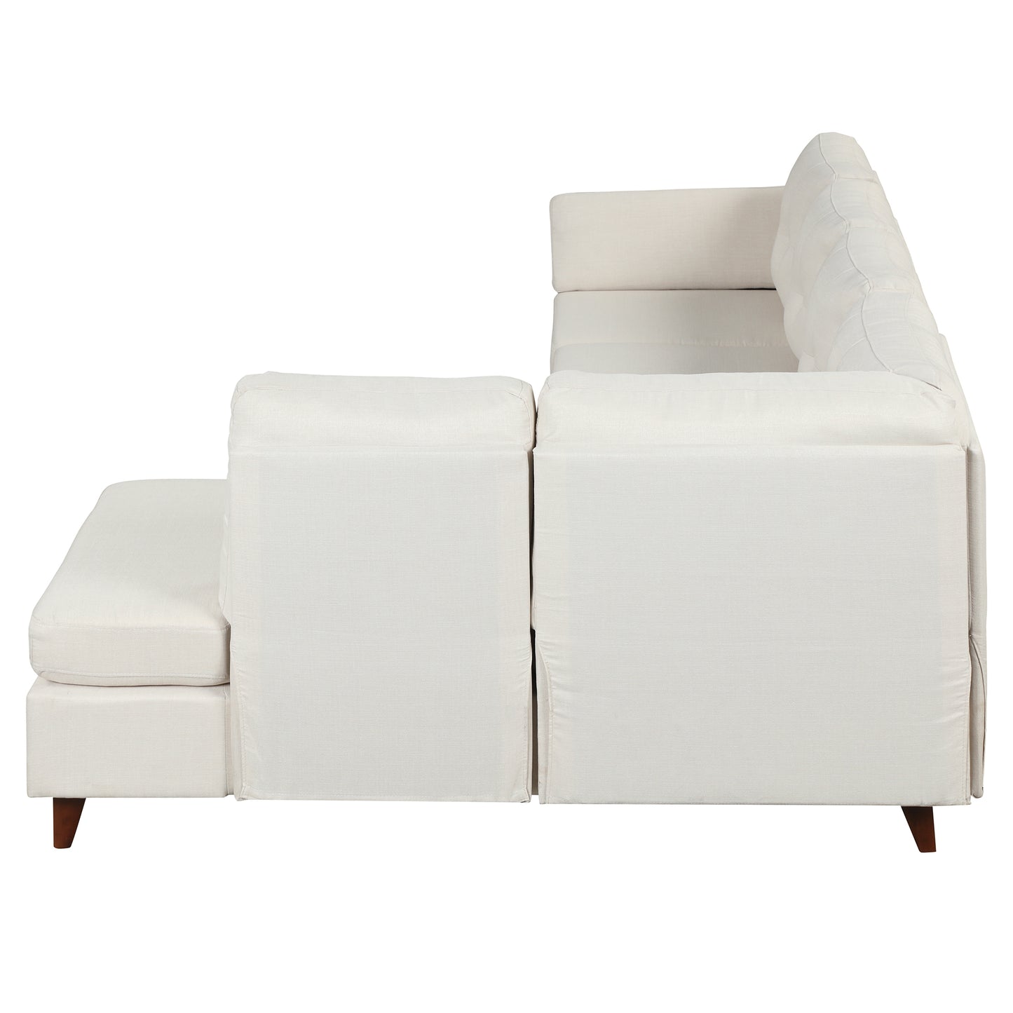 97.2" Modern Linen Fabric Sofa, L-Shape Couch with Chaise Lounge,Sectional Sofa with one Lumbar Pad,Beige