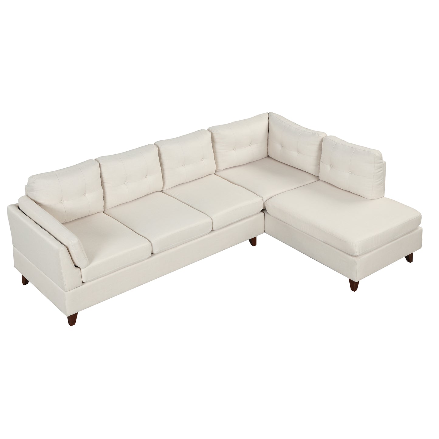 97.2" Modern Linen Fabric Sofa, L-Shape Couch with Chaise Lounge,Sectional Sofa with one Lumbar Pad,Beige