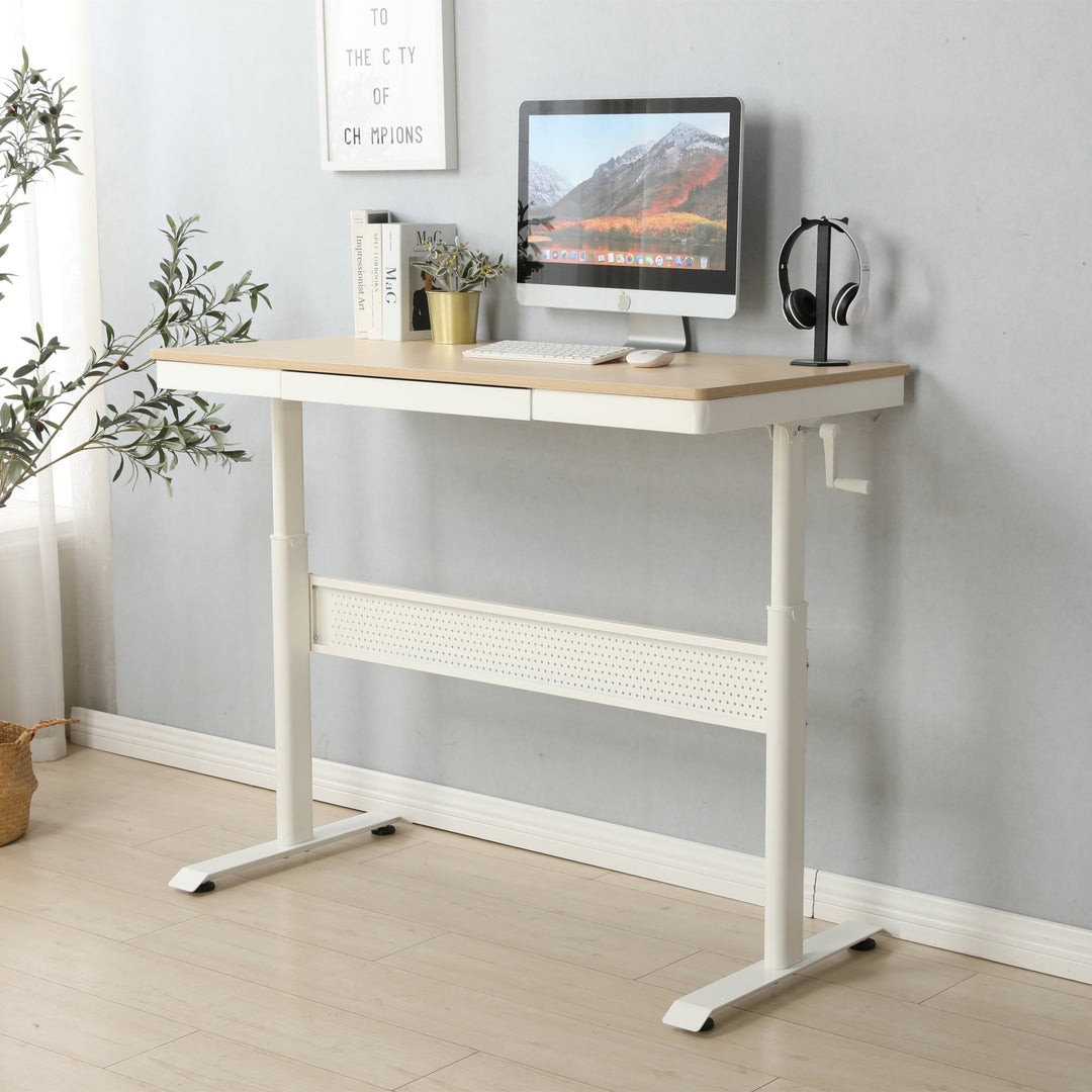 (Maple Tabletop) 48 x 24 InchesStanding Desk with Metal Drawer , Adjustable Height  Stand up Desk