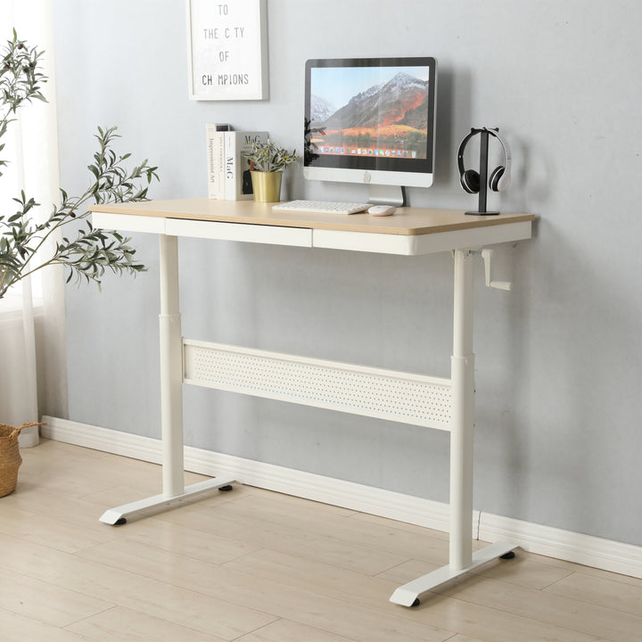 (Maple Tabletop) 48 x 24 InchesStanding Desk with Metal Drawer , Adjustable Height  Stand up Desk