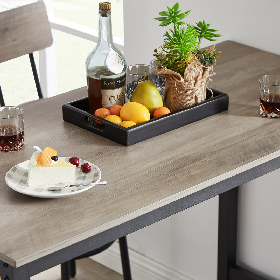Bar Table Set with 4 Bar stools PU Soft seat with backrest, Grey