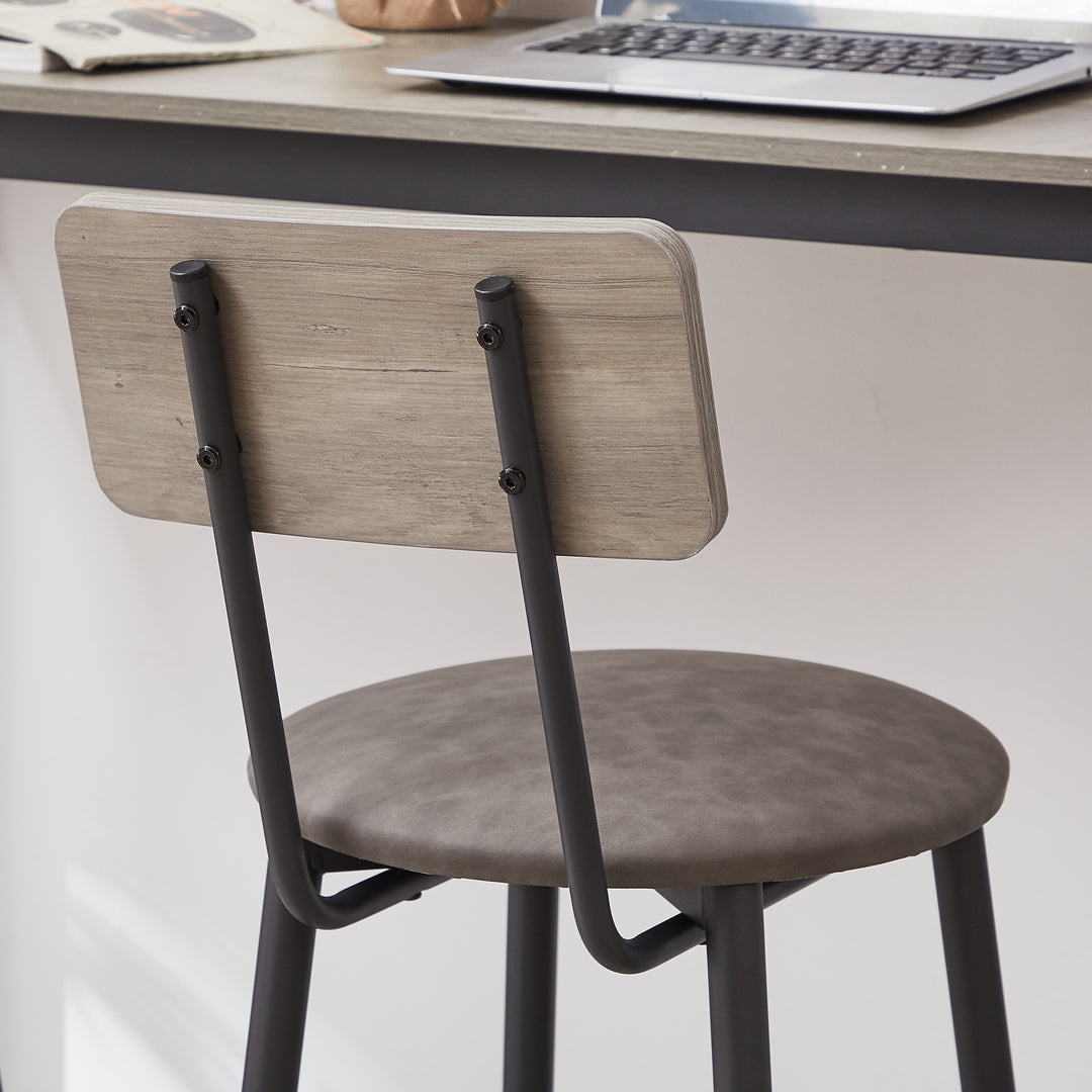 Bar Table Set with 4 Bar stools PU Soft seat with backrest, Grey
