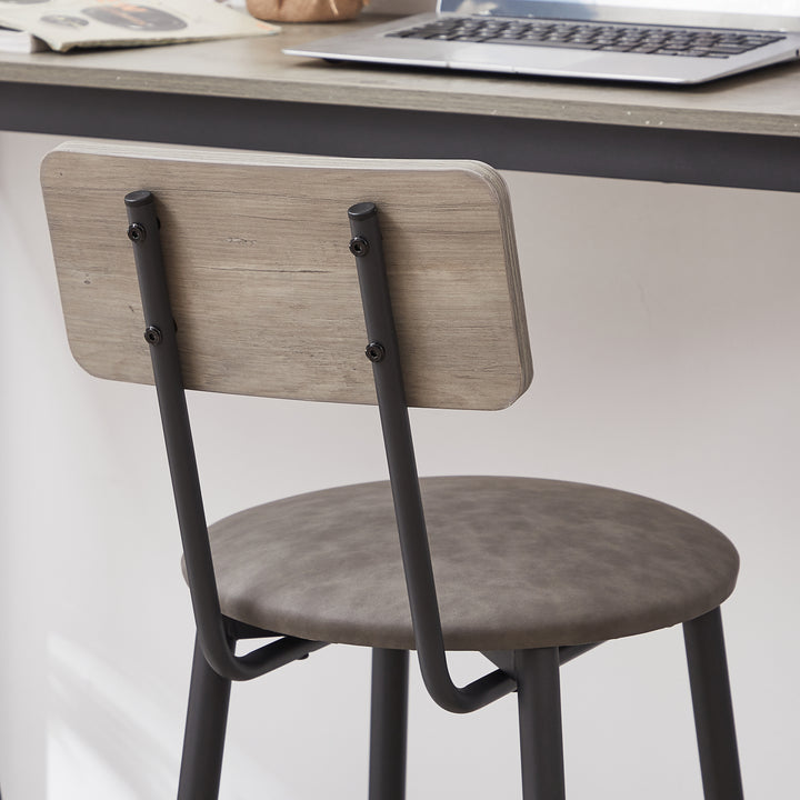 Bar Table Set with 4 Bar stools PU Soft seat with backrest, Grey