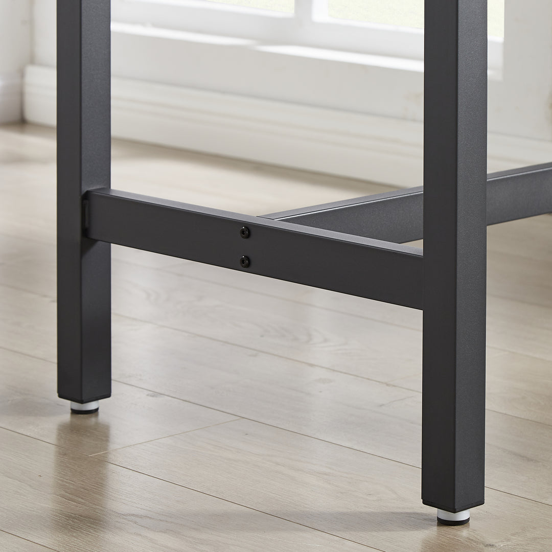 Bar Table Set with 4 Bar stools PU Soft seat with backrest, Grey
