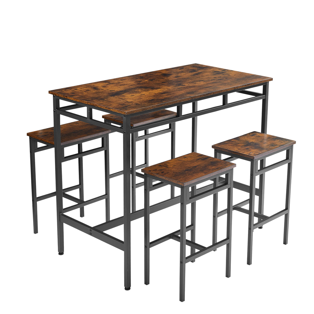 Bar table set 5PC Dinging table set with high stools, structural strengthening
