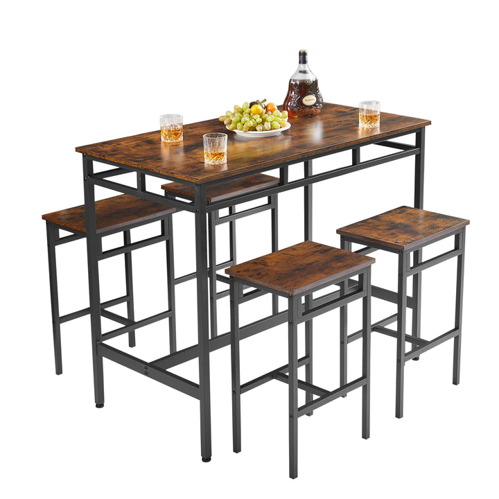 Bar table set 5PC Dinging table set with high stools, structural strengthening