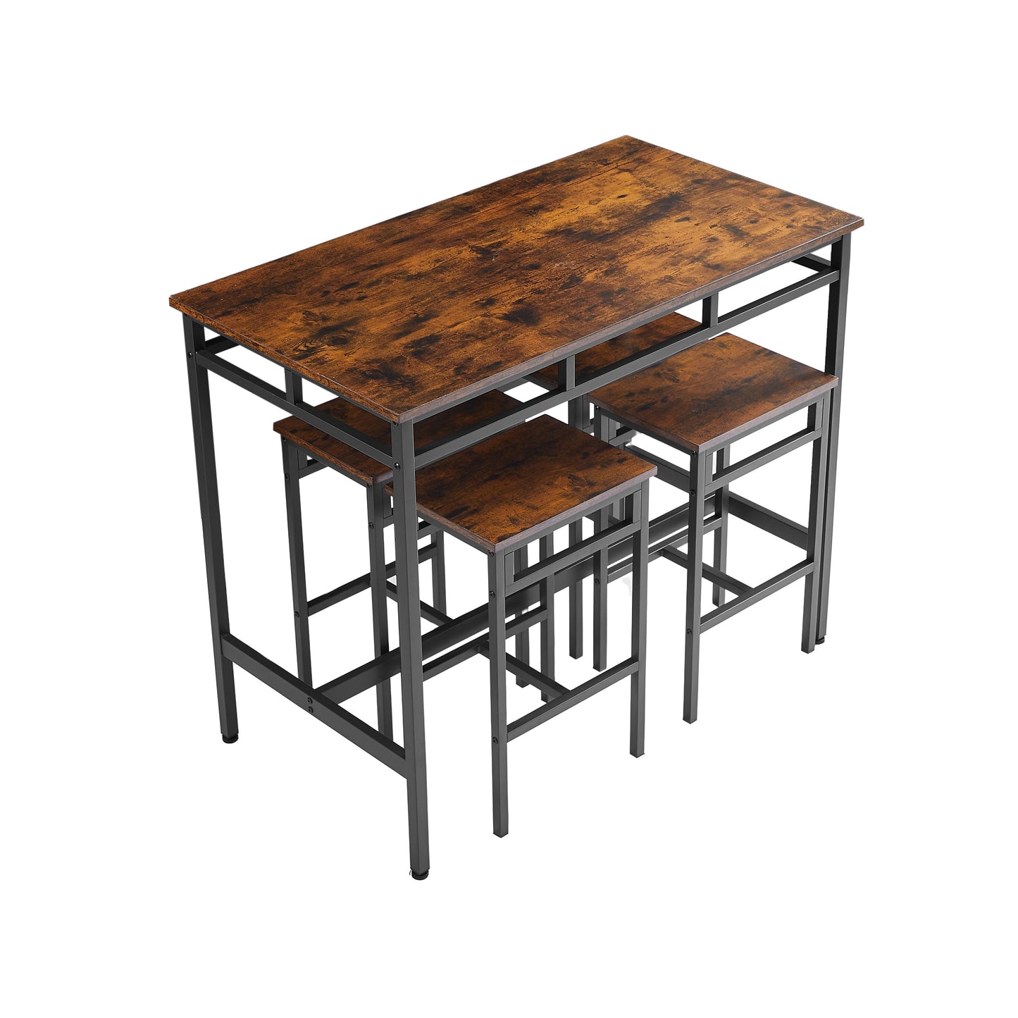 Bar table set 5PC Dinging table set with high stools, structural strengthening