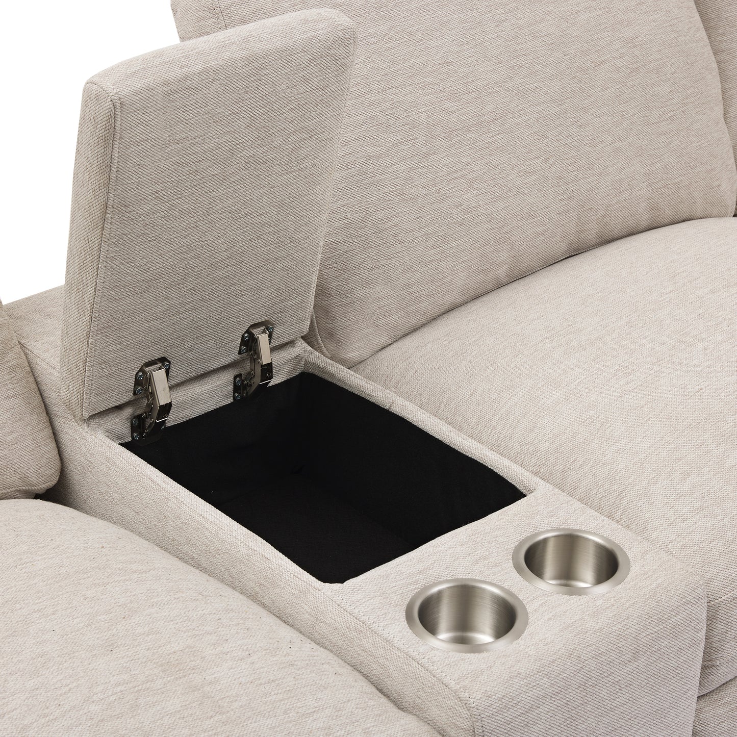 104'' Power Recliner Corner Sofa with Storage Box, Cup Holders, USB Ports and Power Socket, Beige