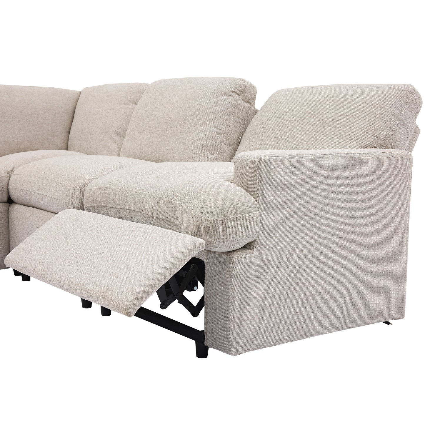 104'' Power Recliner Corner Sofa with Storage Box, Cup Holders, USB Ports and Power Socket, Beige