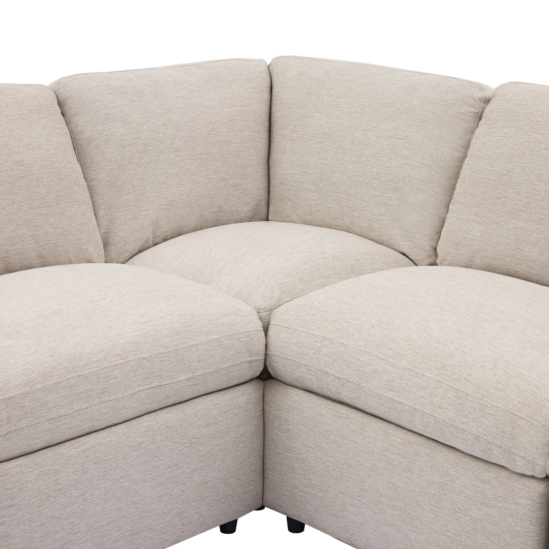 104'' Power Recliner Corner Sofa with Storage Box, Cup Holders, USB Ports and Power Socket, Beige