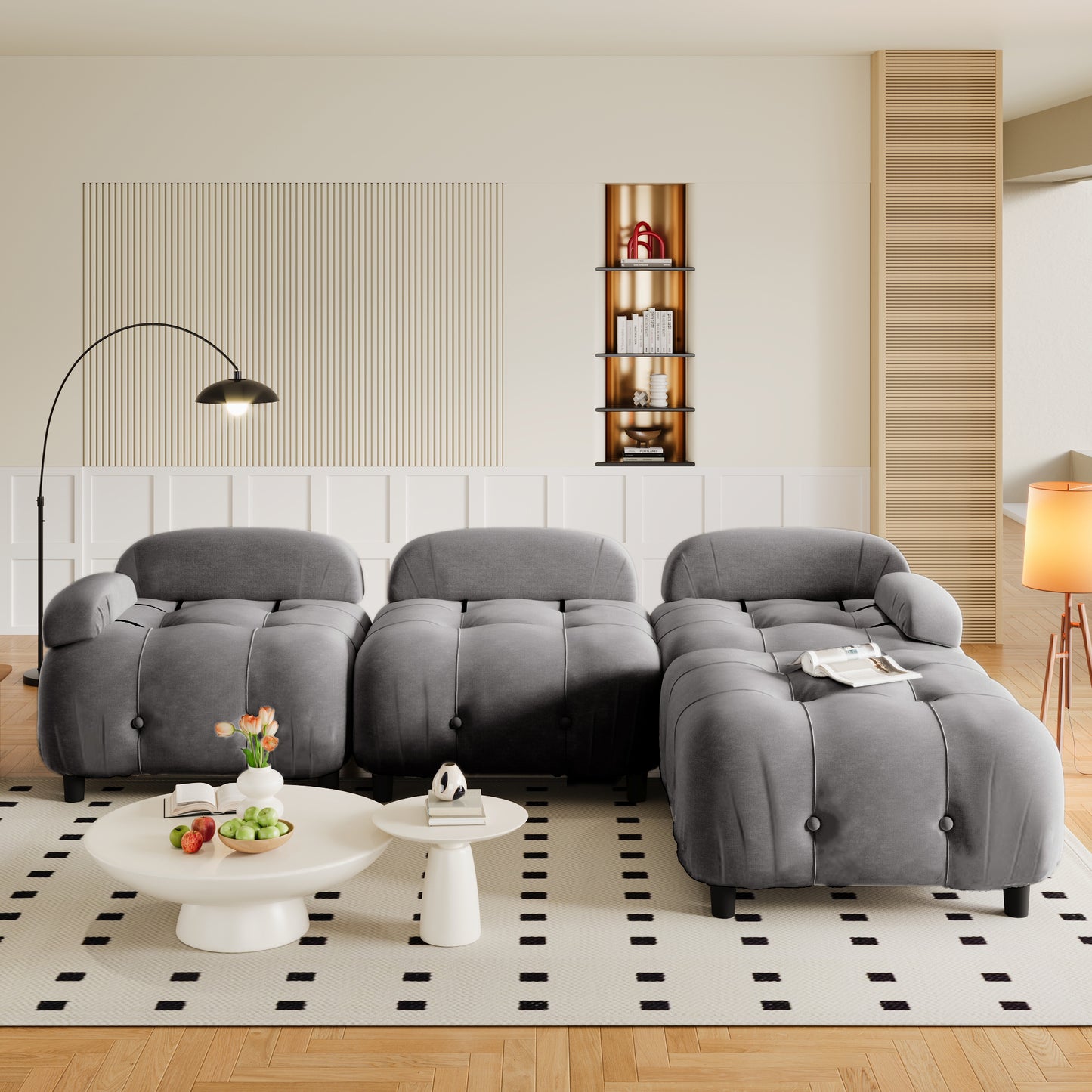 U_STYLE Upholstery Modular Convertible Sectional Sofa