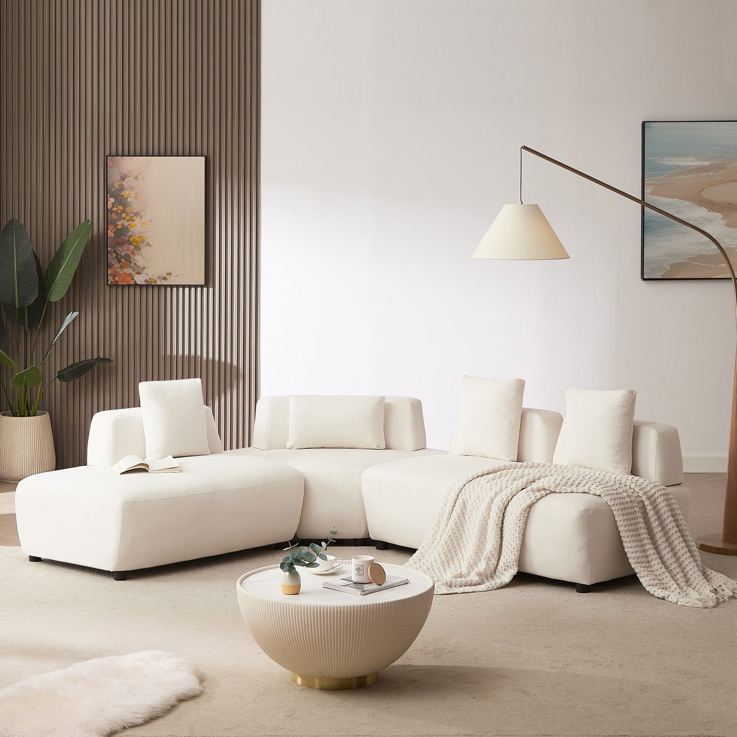 Contemporary 3-piece Sectional Sofa Beige