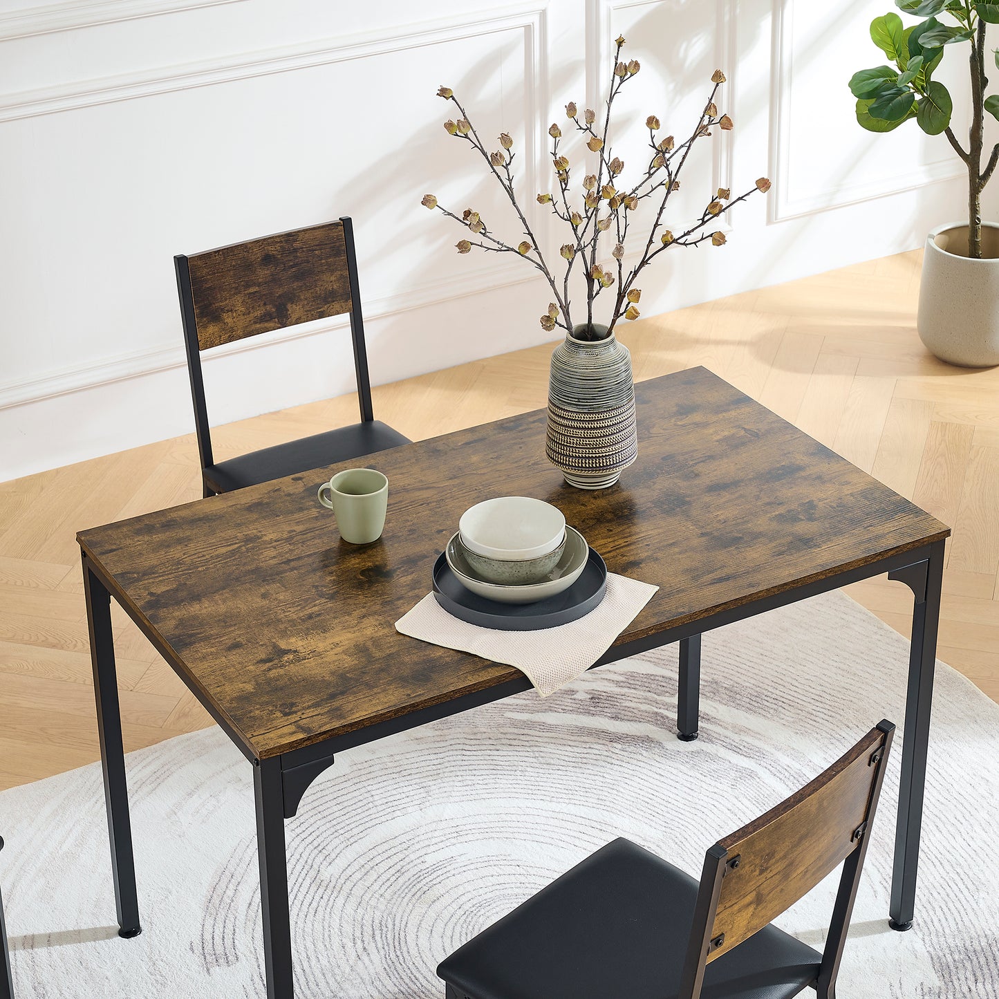 Dining Room Set for 5 Pieces Dining Table Set,  Particle board with Sturdy Metal Frame&Leg