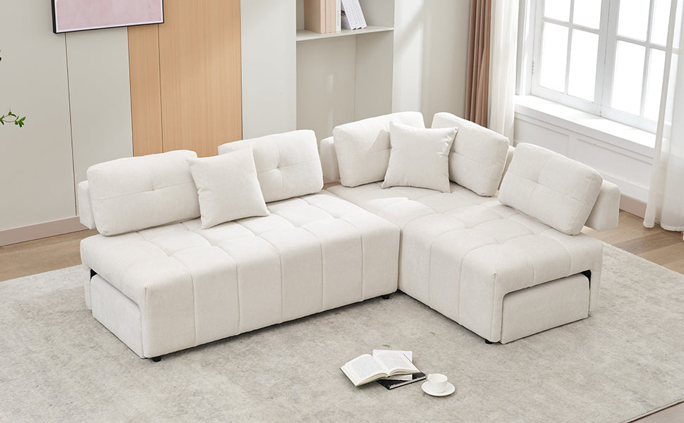 91.73" L-shaped Sofa Sectional Sofa Couch , Biege