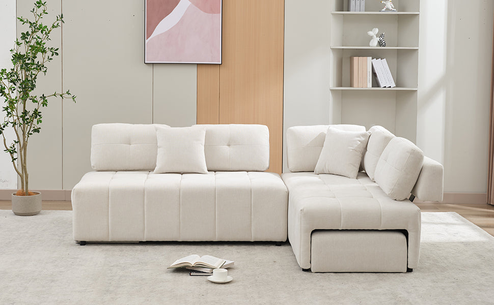91.73" L-shaped Sofa Sectional Sofa Couch , Biege