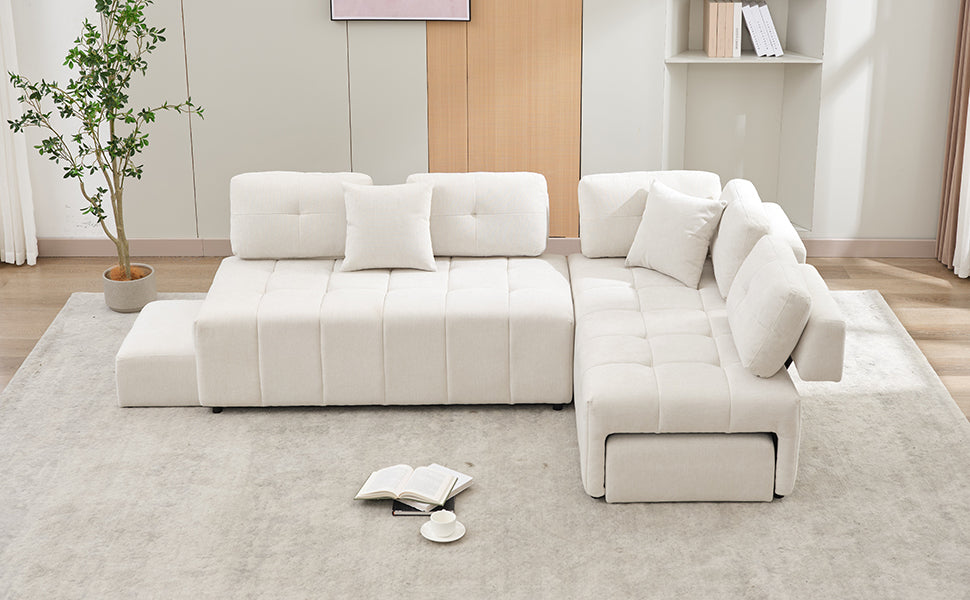 91.73" L-shaped Sofa Sectional Sofa Couch , Biege