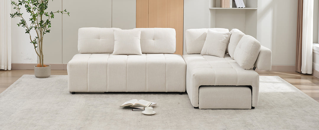 91.73" L-shaped Sofa Sectional Sofa Couch , Biege