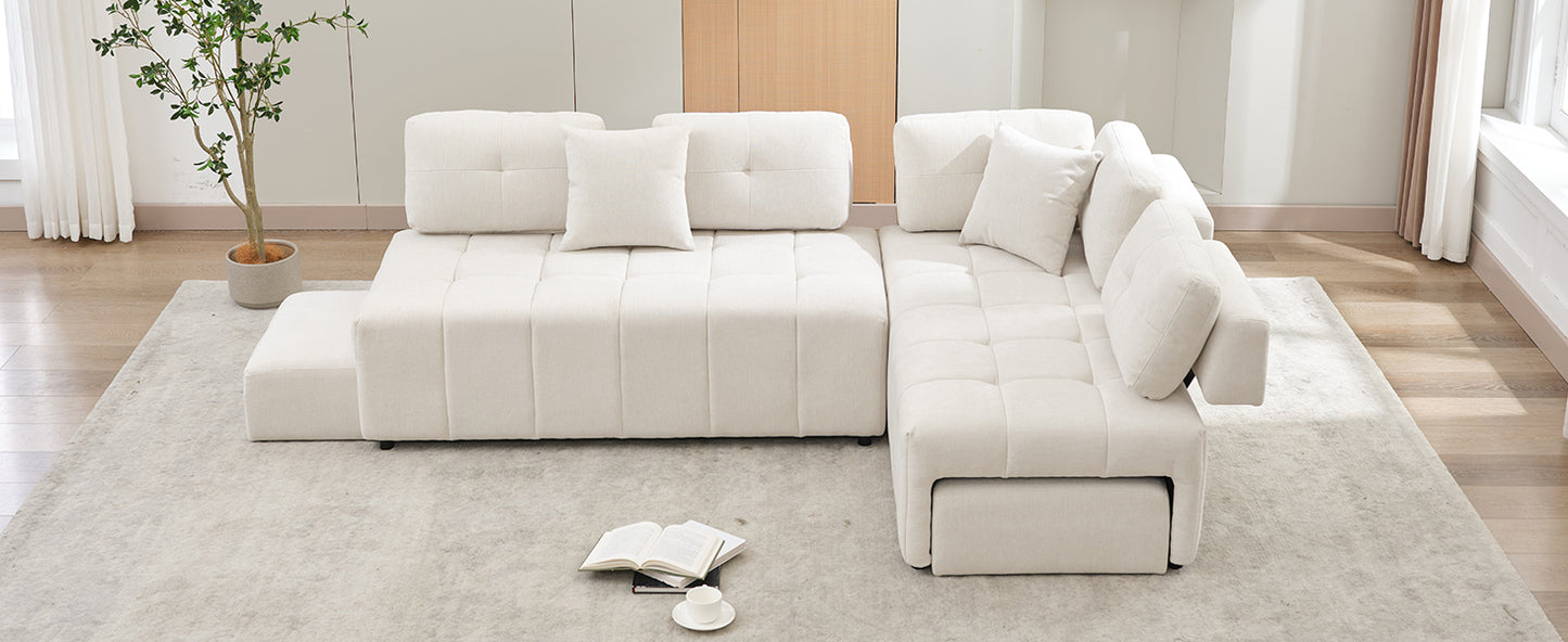 91.73" L-shaped Sofa Sectional Sofa Couch , Biege