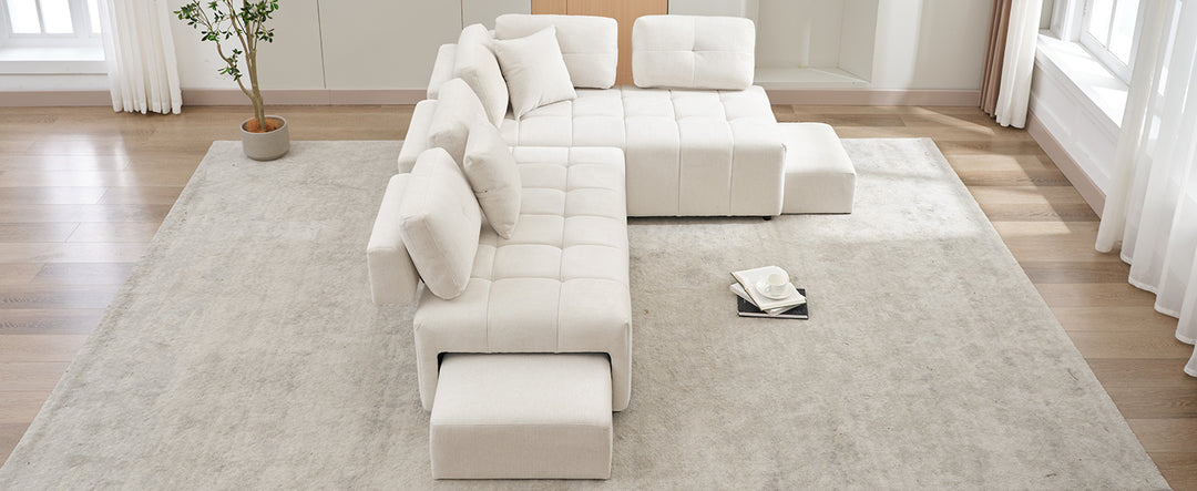 91.73" L-shaped Sofa Sectional Sofa Couch , Biege