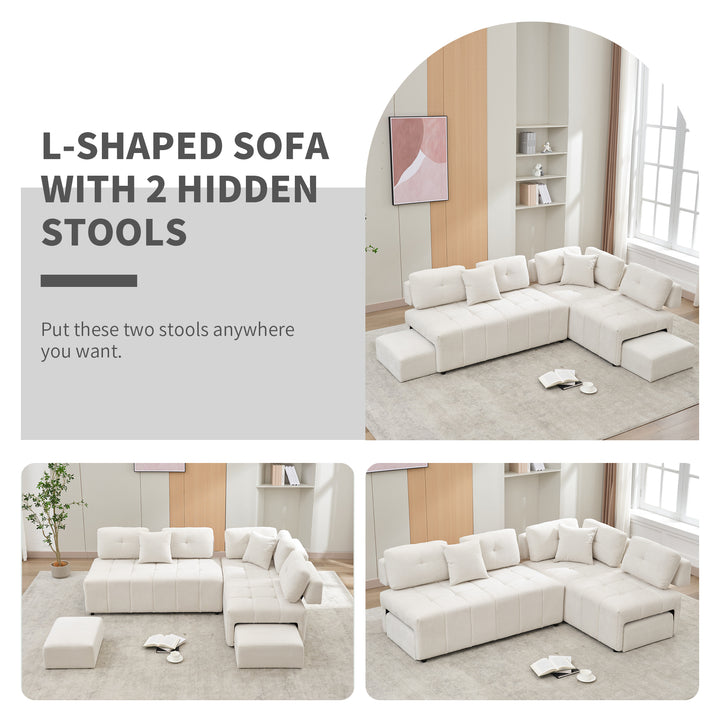 91.73" L-shaped Sofa Sectional Sofa Couch , Biege