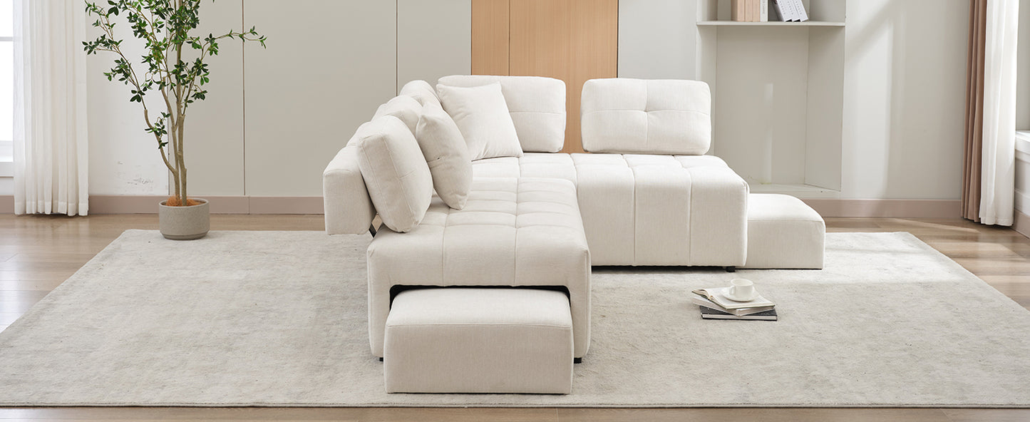 91.73" L-shaped Sofa Sectional Sofa Couch , Biege