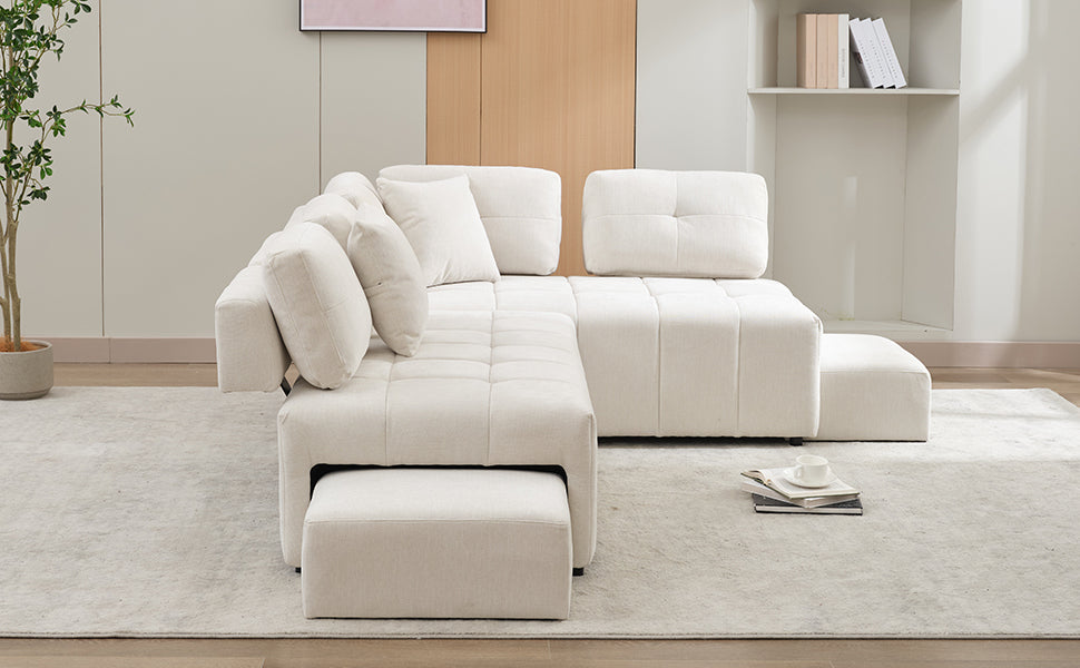 91.73" L-shaped Sofa Sectional Sofa Couch , Biege