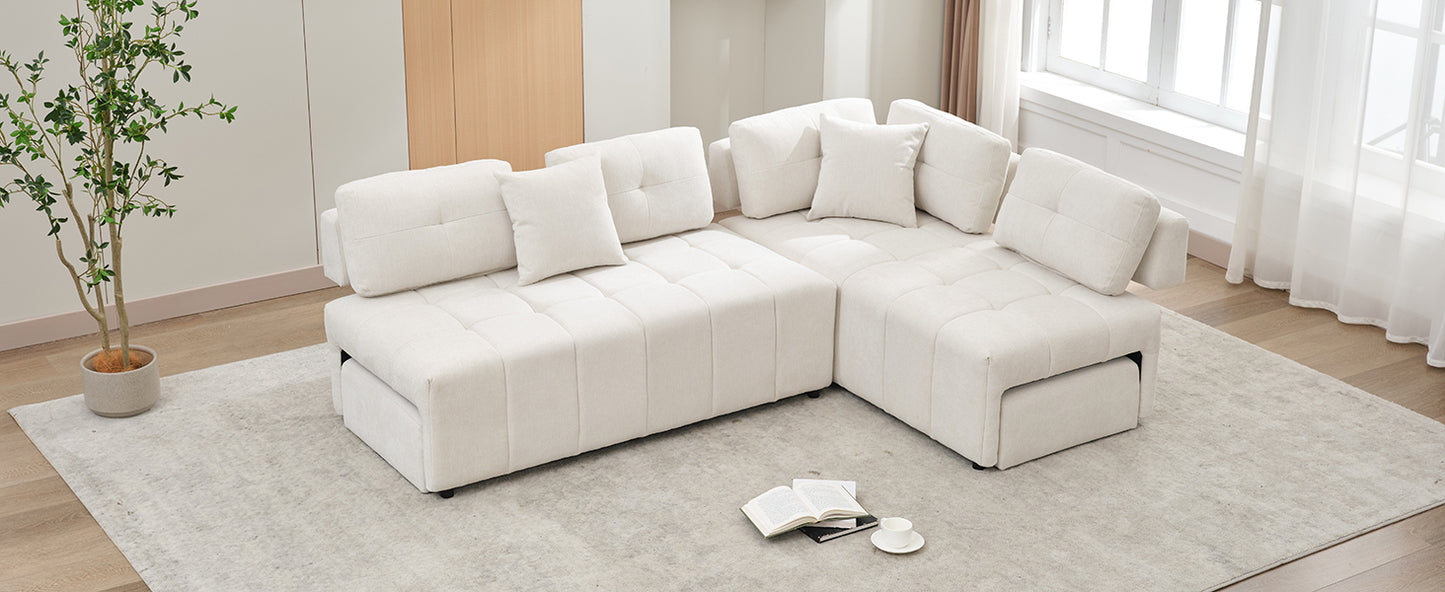 91.73" L-shaped Sofa Sectional Sofa Couch , Biege