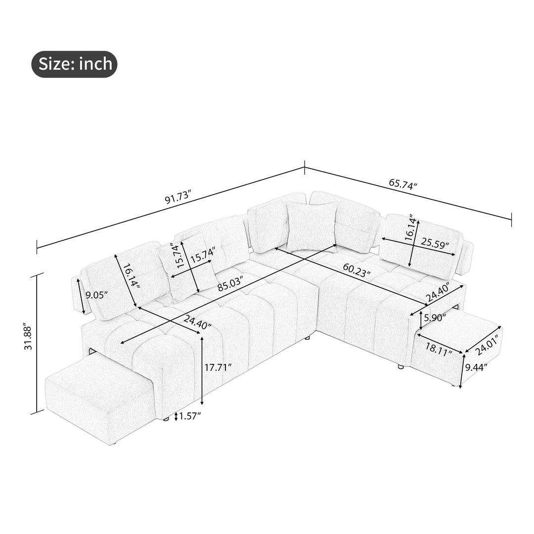 91.73" L-shaped Sofa Sectional Sofa Couch , Biege