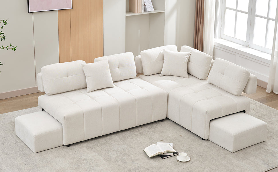 91.73" L-shaped Sofa Sectional Sofa Couch , Biege