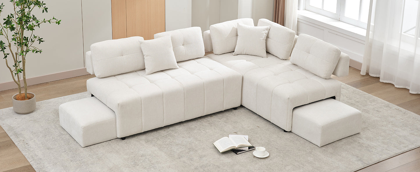 91.73" L-shaped Sofa Sectional Sofa Couch , Biege