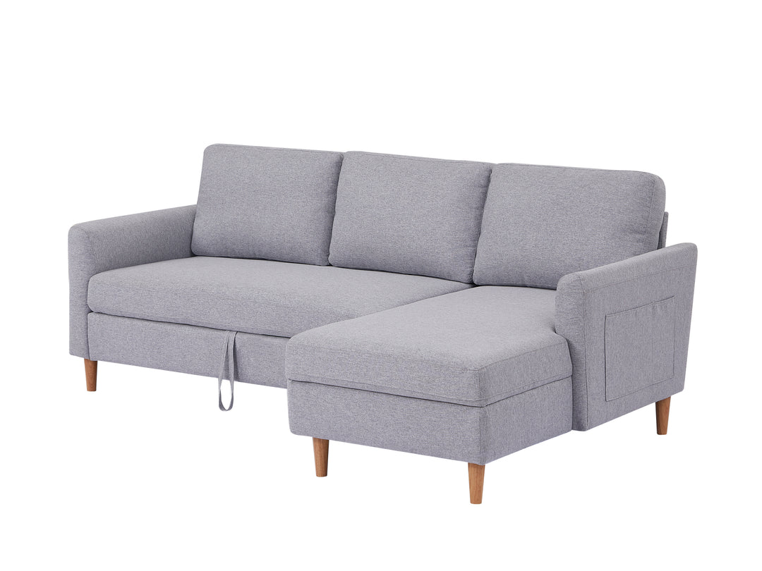 Adjustable L-Shaped Sofa Bed With Chaise Light Grey