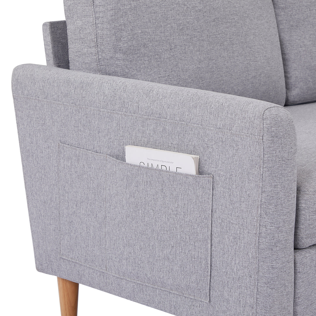 Adjustable L-Shaped Sofa Bed With Chaise Light Grey