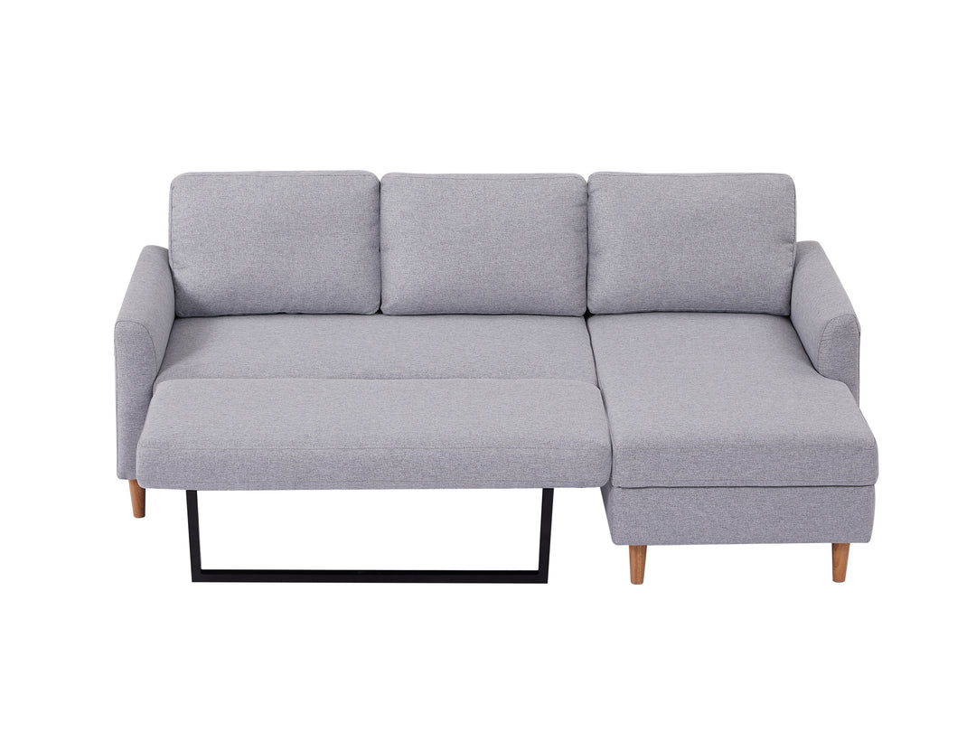Adjustable L-Shaped Sofa Bed With Chaise Light Grey