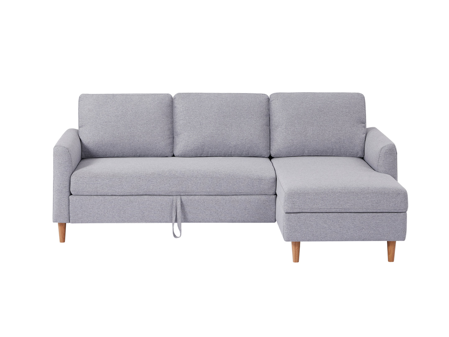 Adjustable L-Shaped Sofa Bed With Chaise Light Grey