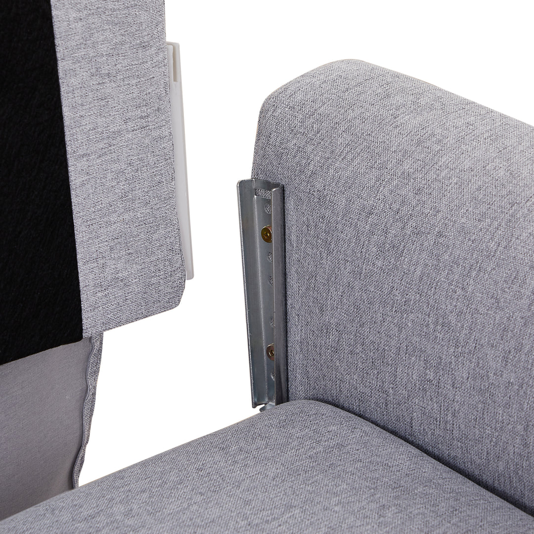 Adjustable L-Shaped Sofa Bed With Chaise Light Grey