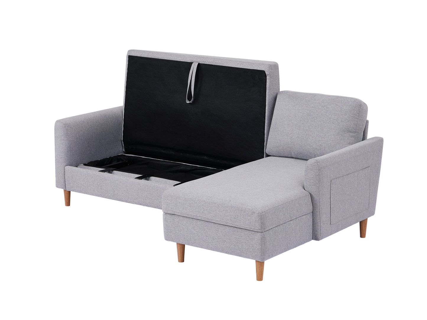 Adjustable L-Shaped Sofa Bed With Chaise Light Grey