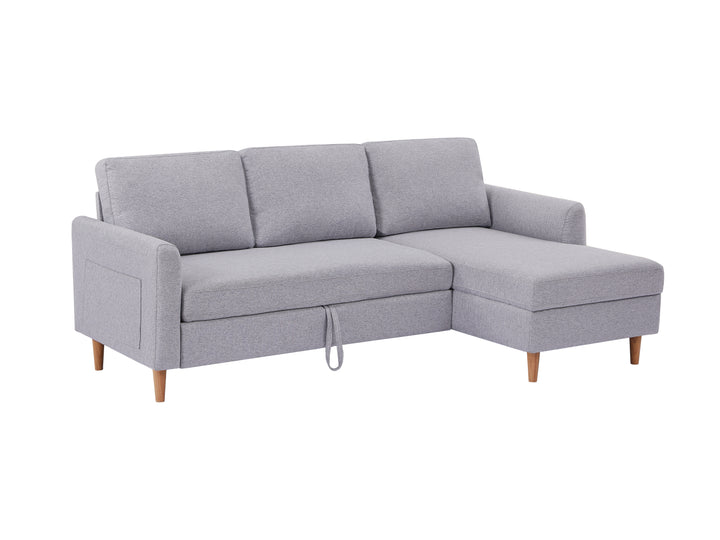 Adjustable L-Shaped Sofa Bed With Chaise Light Grey
