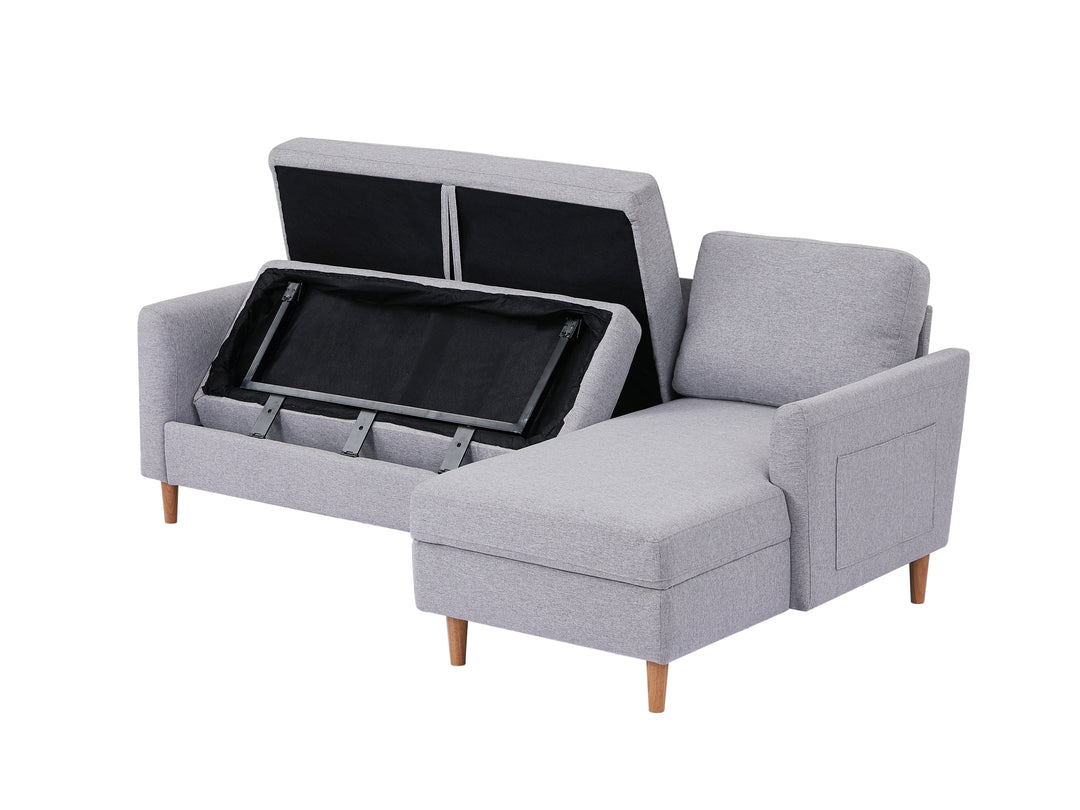 Adjustable L-Shaped Sofa Bed With Chaise Light Grey