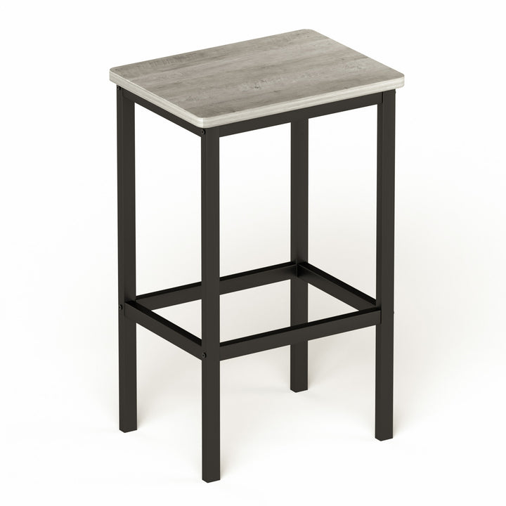 Bar Table Set, Square Bar Table with 2 Bar Chairs, Industrial Style Bar Chairs for Kitchen, Rustic Gray and Black