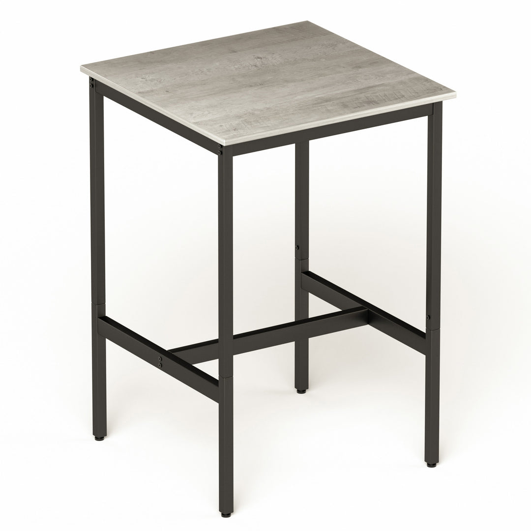 Bar Table Set, Square Bar Table with 2 Bar Chairs, Industrial Style Bar Chairs for Kitchen, Rustic Gray and Black