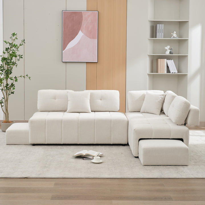 91.73" L-shaped Sofa Sectional Sofa Couch , Biege