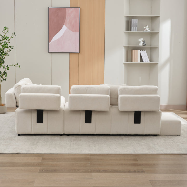91.73" L-shaped Sofa Sectional Sofa Couch , Biege