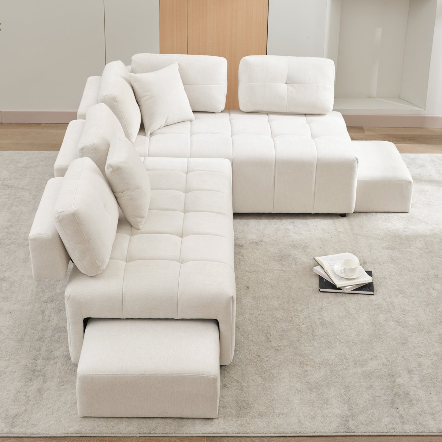 91.73" L-shaped Sofa Sectional Sofa Couch , Biege